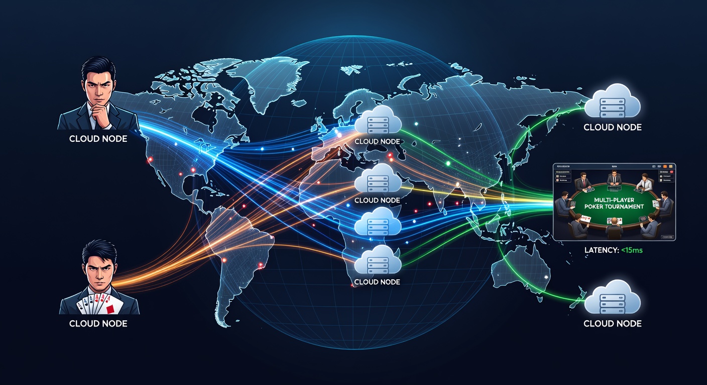 Cloud-based server infrastructure supporting global poker tournament connections across time zones