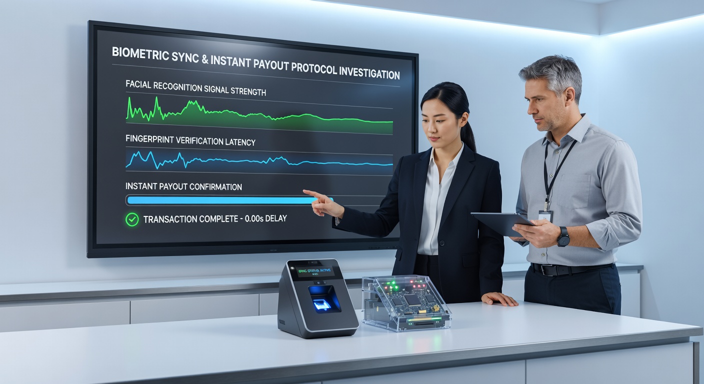 Mobile device screen displaying synchronized biometric scan and instant payout confirmation in a gaming application