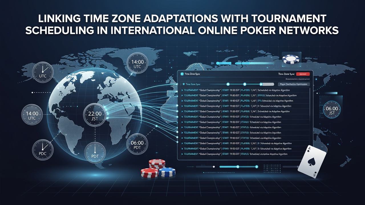 Poker players from different continents joining an online tournament at synchronized times