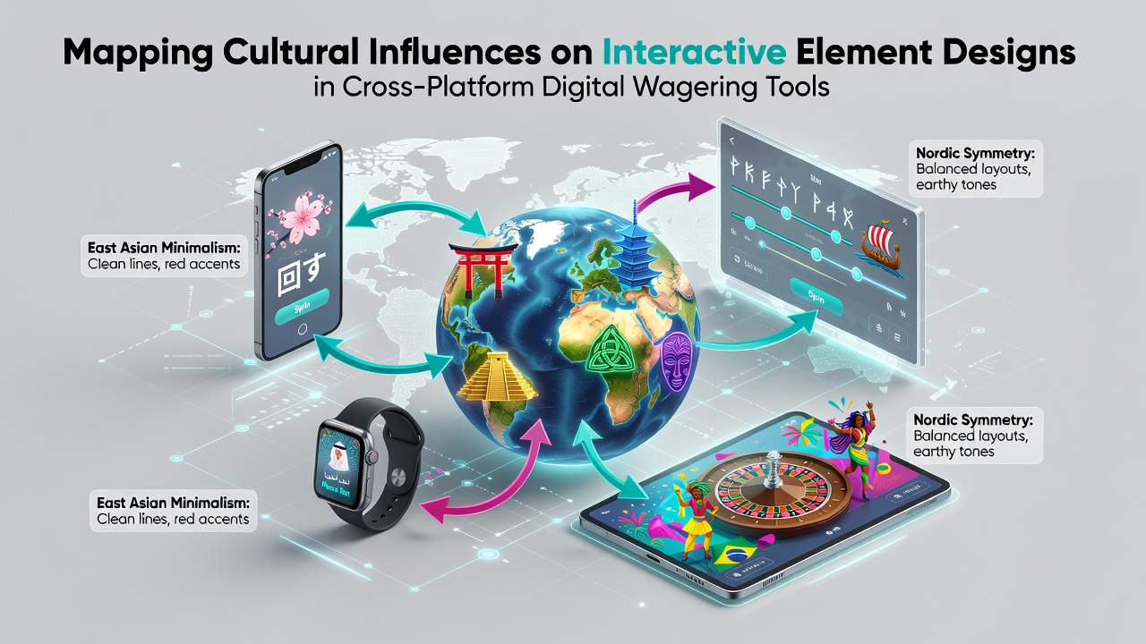 Cross-platform digital wagering interface showing culturally adapted button styles and color schemes