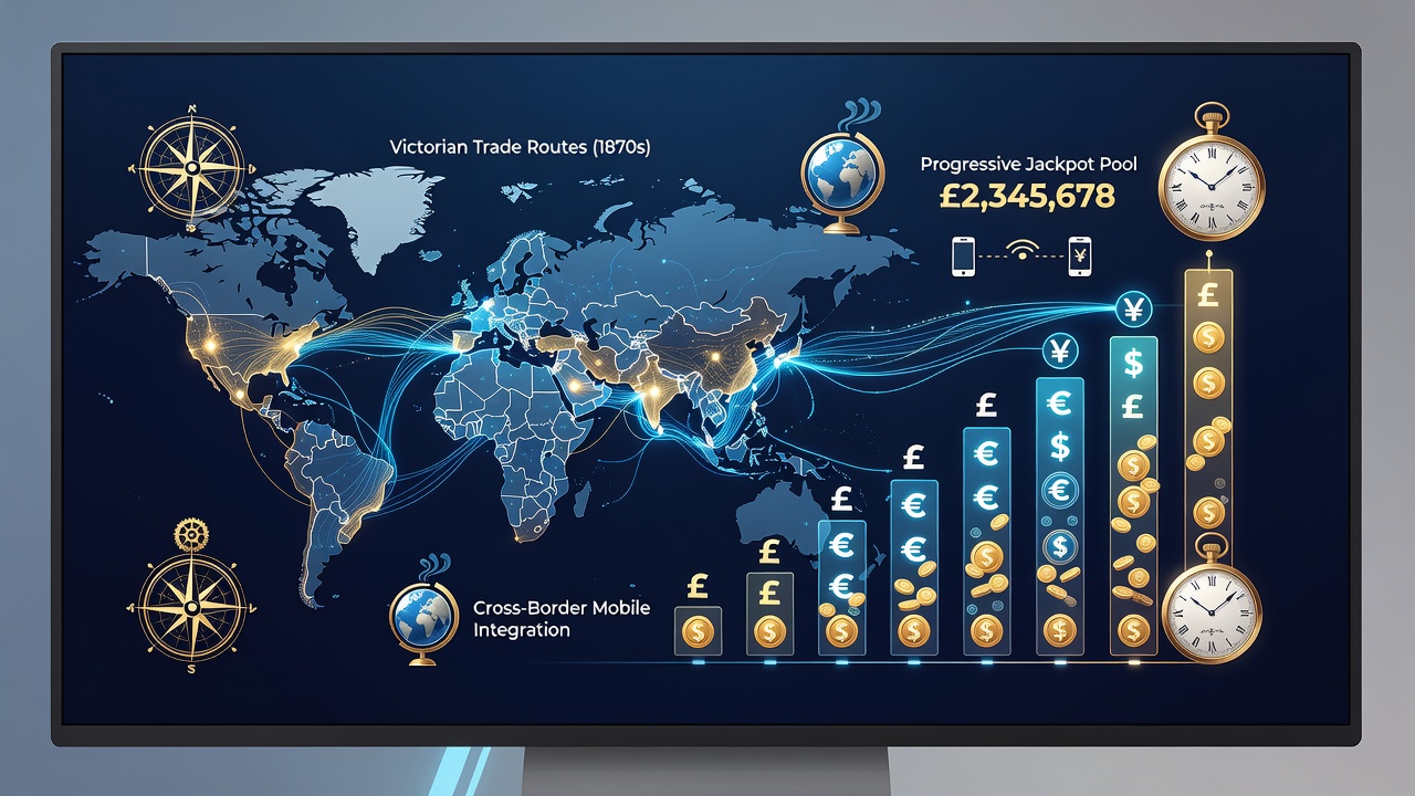 Mobile screen showing progressive jackpot symbols inspired by Victorian shipping routes