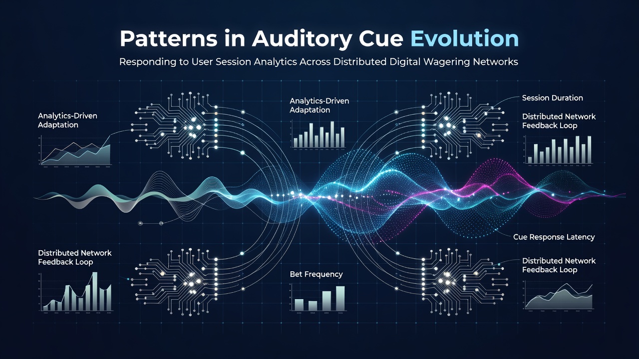 Visual representation of evolving sound patterns in digital wagering interfaces tracked through session data analytics