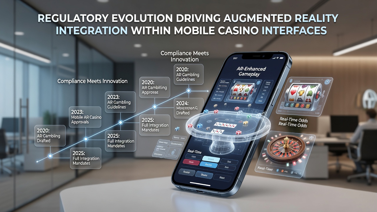 Mobile casino interface showing augmented reality elements overlaid on a game screen