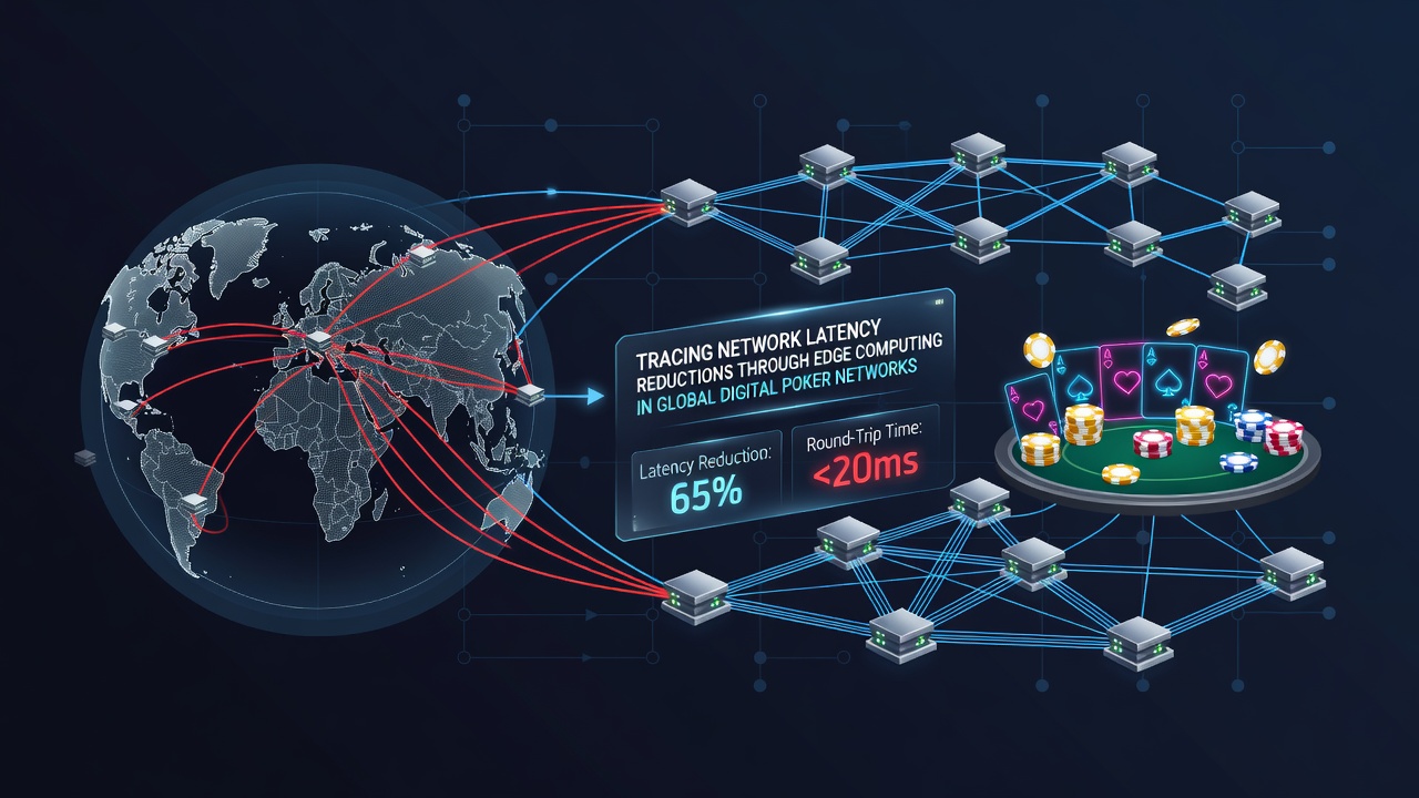 Graph comparing latency metrics before and after edge computing integration in international poker servers