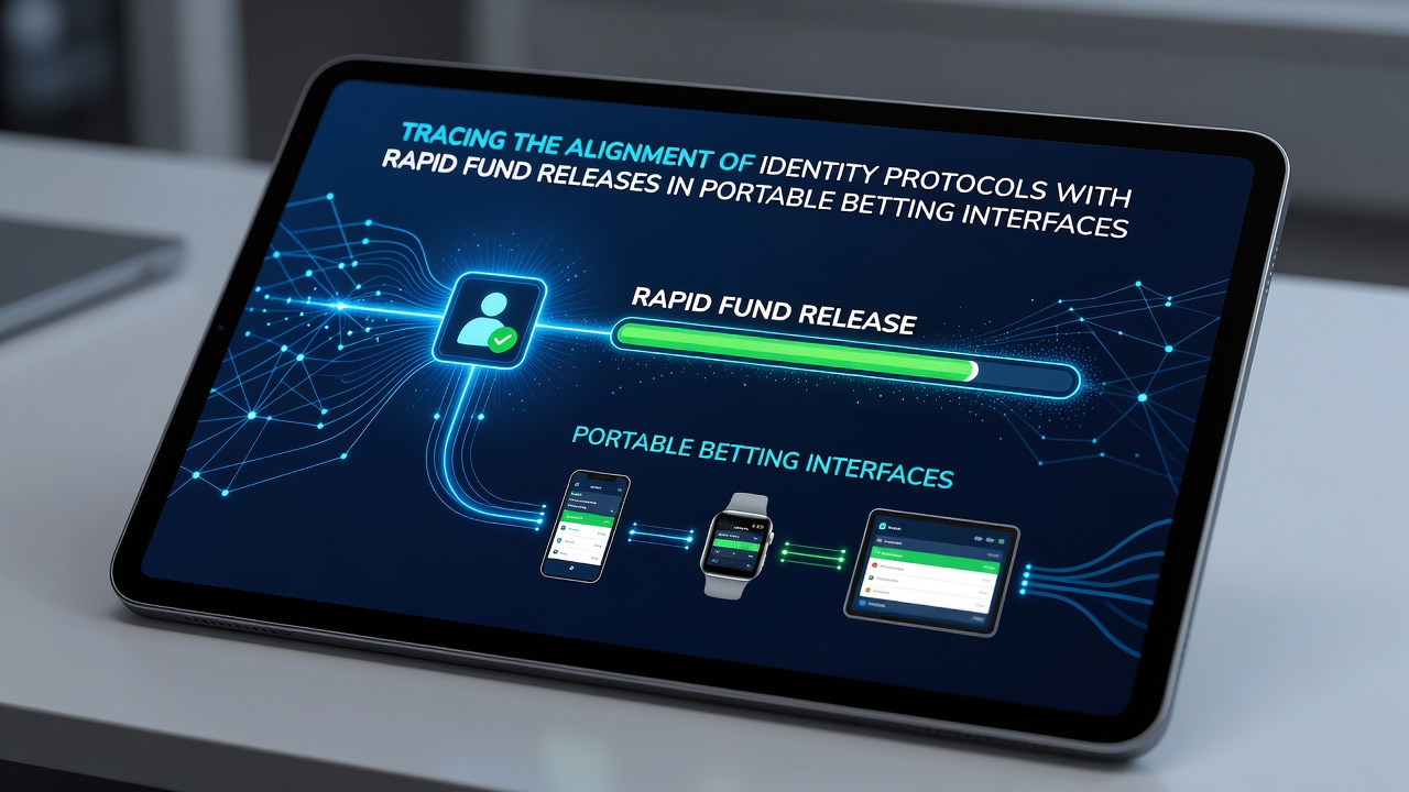 Close-up view of a portable betting app showing synchronized identity confirmation and fund transfer progress indicators